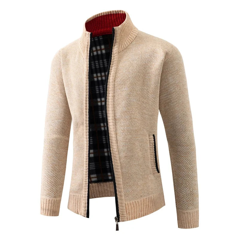HAMPTON® Stand Collar Fleece-Lined Knit Cardigan