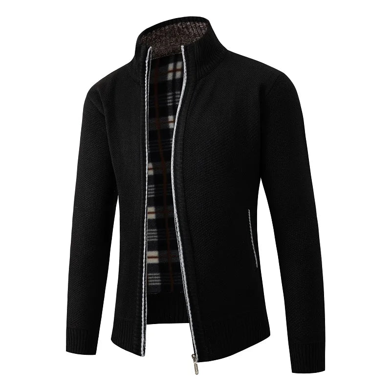 HAMPTON® Stand Collar Fleece-Lined Knit Cardigan