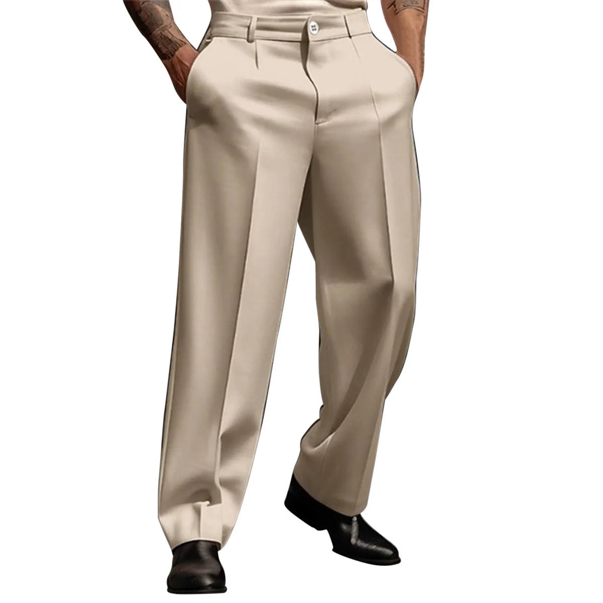 MARCHÉL® Men’s Pleated Trousers – Pearl Detail Edition