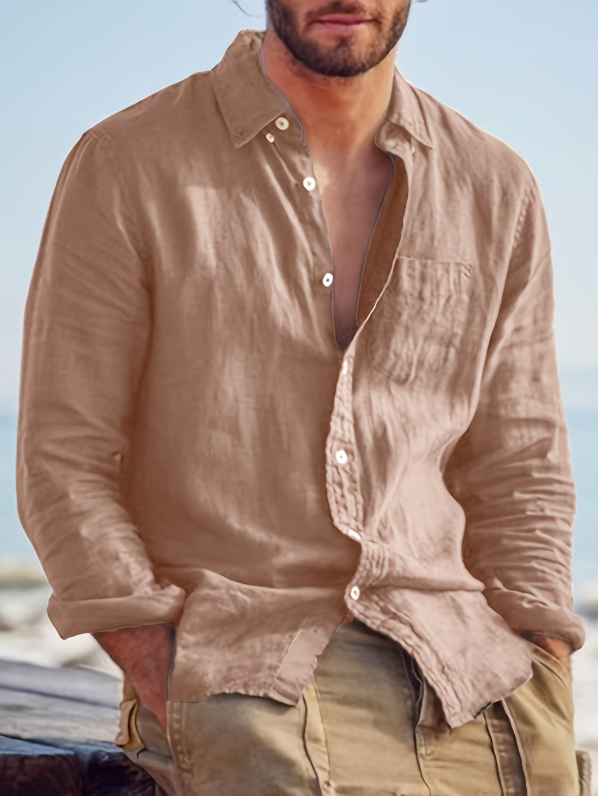 MARCELLO® Cotton-Linen Stand Collar Shirt