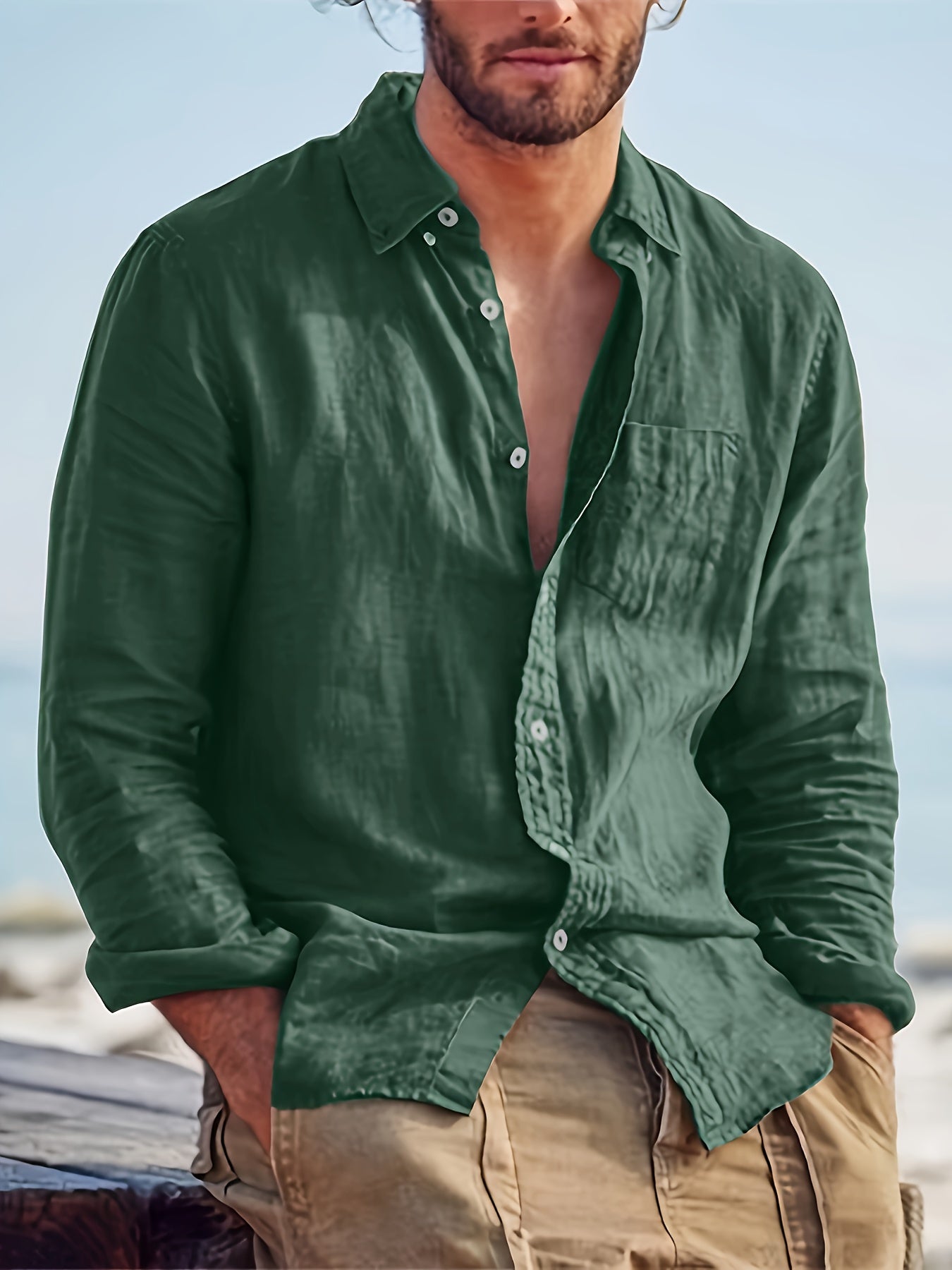 MARCELLO® Cotton-Linen Stand Collar Shirt