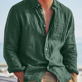 MARCELLO® Cotton-Linen Stand Collar Shirt