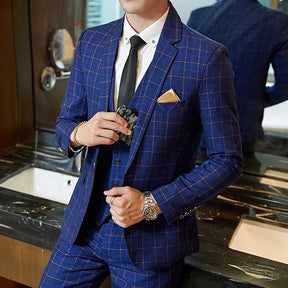 ASTONBURY® Devon Plaid Three-Piece Slim Fit Suit