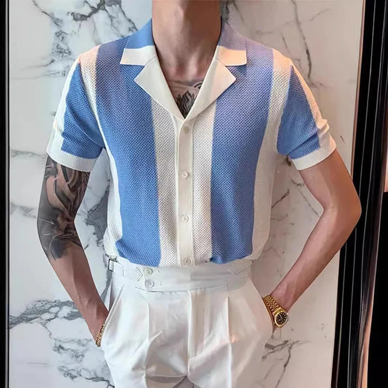 WINDSOR® Luxury Men’s Striped Jacquard Shirt