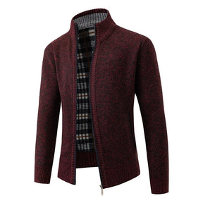 HAMPTON® Stand Collar Fleece-Lined Knit Cardigan