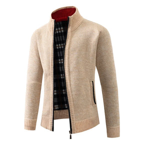 HAMPTON® Stand Collar Fleece-Lined Knit Cardigan