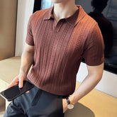 CHATSWORTH® Striped Jacquard Knit Polo