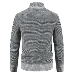 DALTON® Fleece-Lined Knit Jacket with Stand Collar