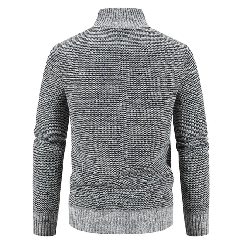 DALTON® Fleece-Lined Knit Jacket with Stand Collar