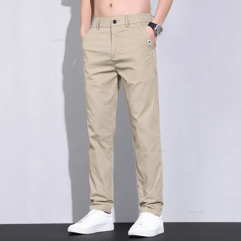 ASTON® Men’s Straight-Leg Cotton Blend Trousers