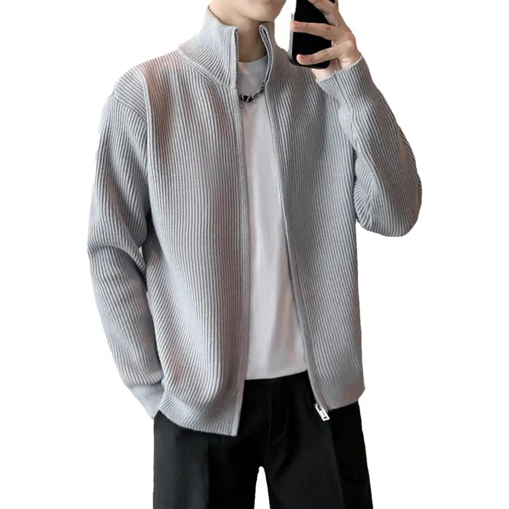 SANWOOD® Stand Collar Knit Zip-Up Cardigan