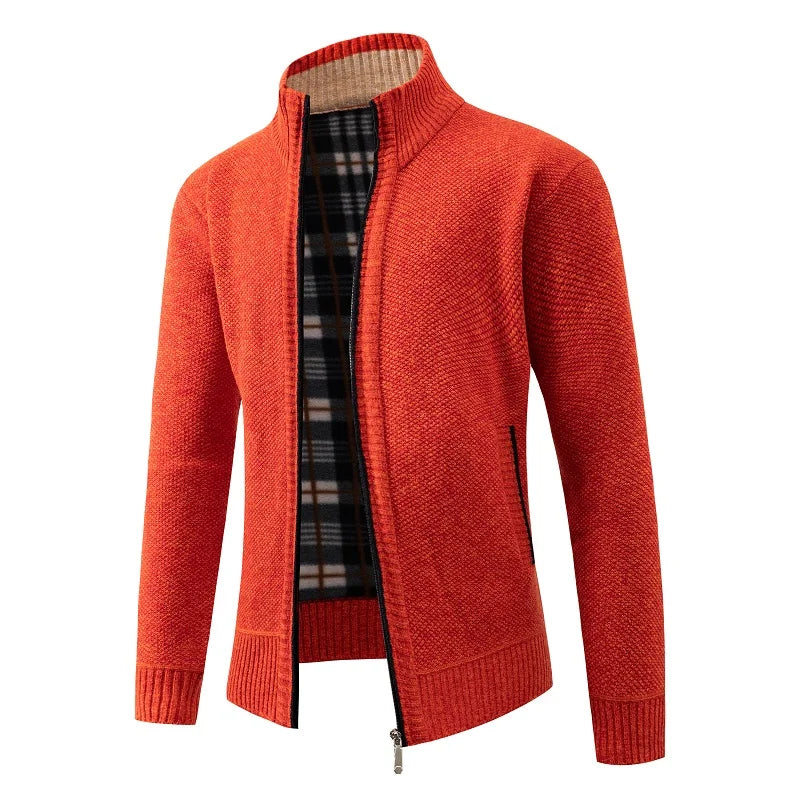 HAMPTON® Stand Collar Fleece-Lined Knit Cardigan