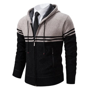 REYNOLDS® Striped Fleece-Lined Zip Cardigan