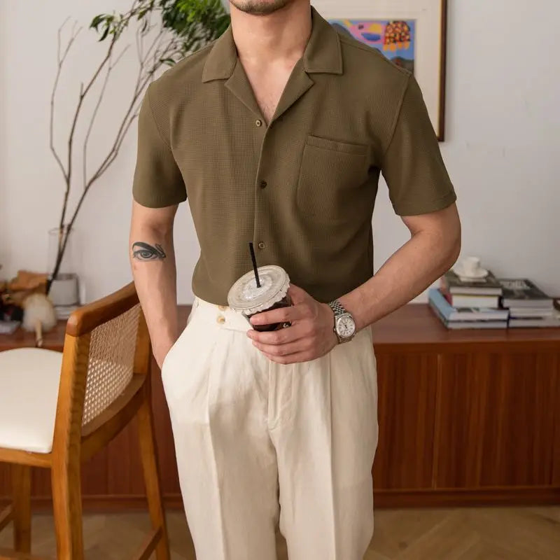 ANTONIO® Summer Men’s Waffle Texture Shirt