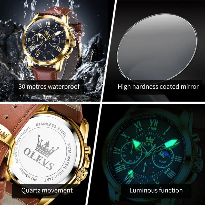 OLEVS® Men’s Luxury 2025 Moon Phase Watch