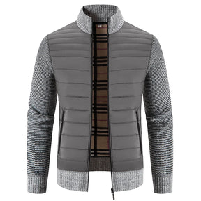 DALTON® Fleece-Lined Knit Jacket with Stand Collar