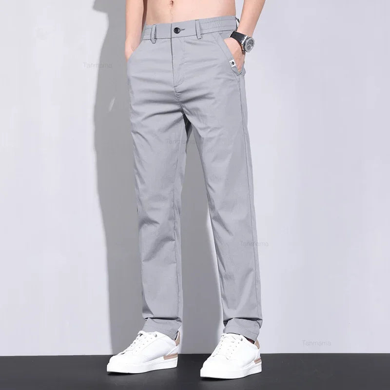 ASTON® Men’s Straight-Leg Cotton Blend Trousers