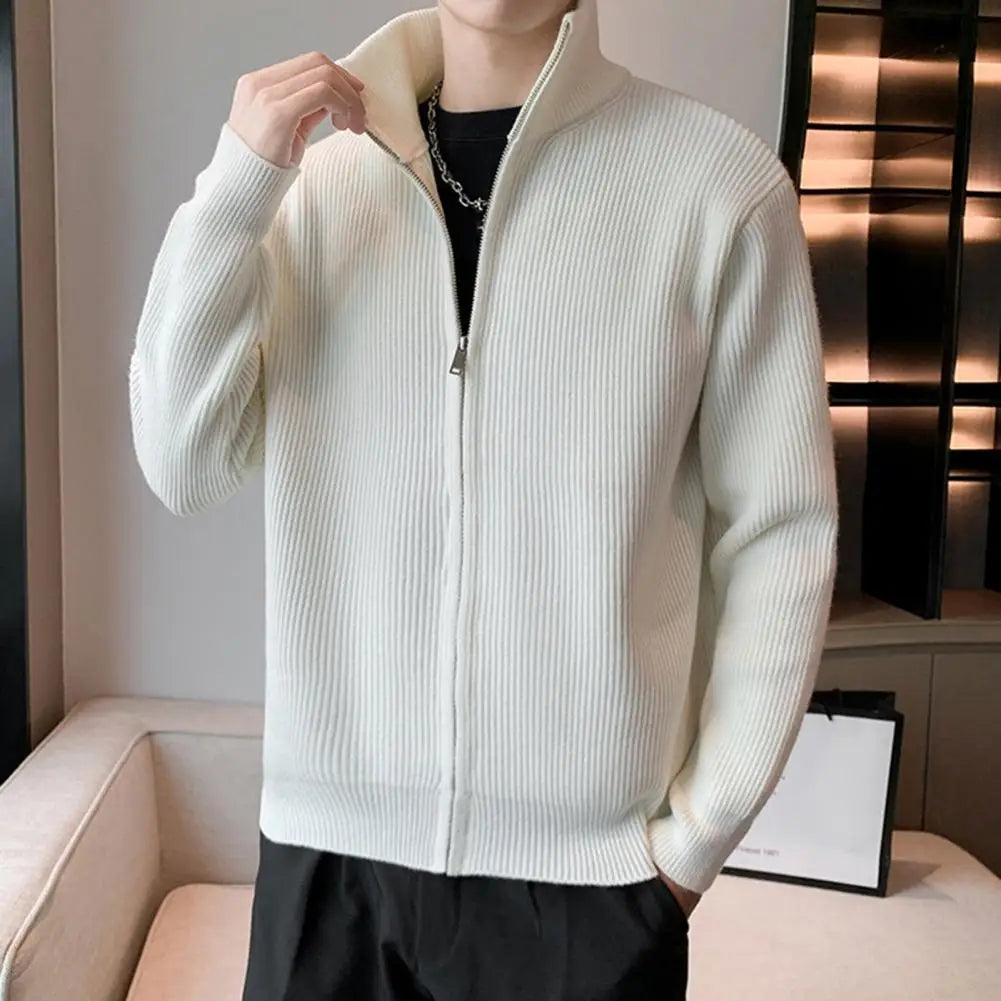 SANWOOD® Stand Collar Knit Zip-Up Cardigan