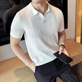 CHATSWORTH® Striped Jacquard Knit Polo