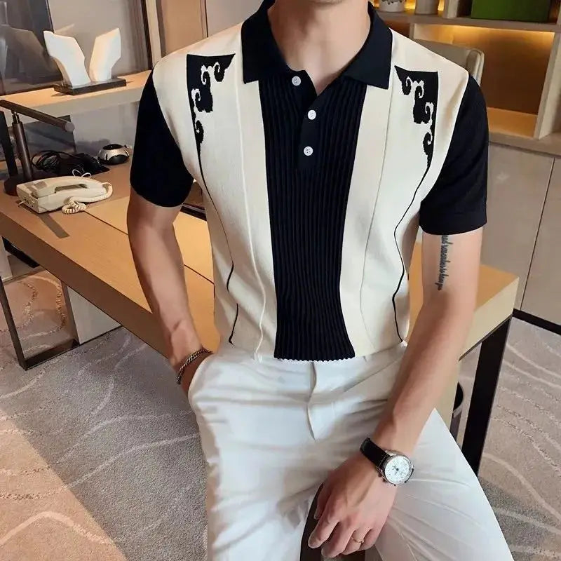 MONTARELLI® Men’s Jacquard Knit Polo Shirt