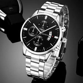 Luxury Stainless Steel Men's Watch | Quartz Movement & Calendar