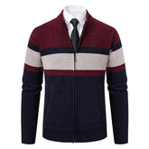 REYNOLDS® Striped Fleece-Lined Zip Cardigan