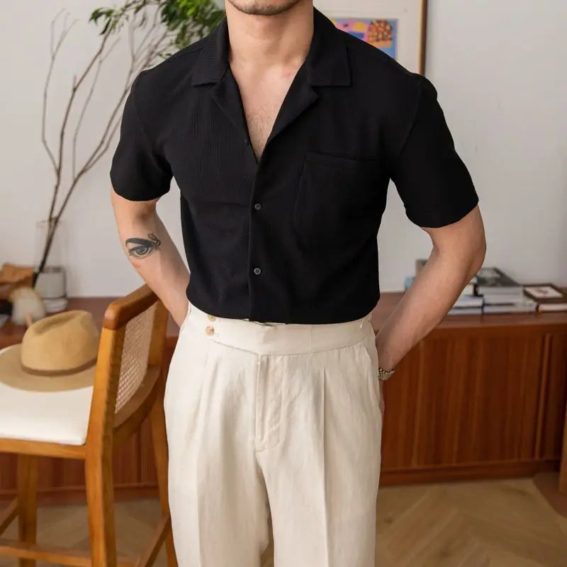 ANTONIO® Summer Men’s Waffle Texture Shirt