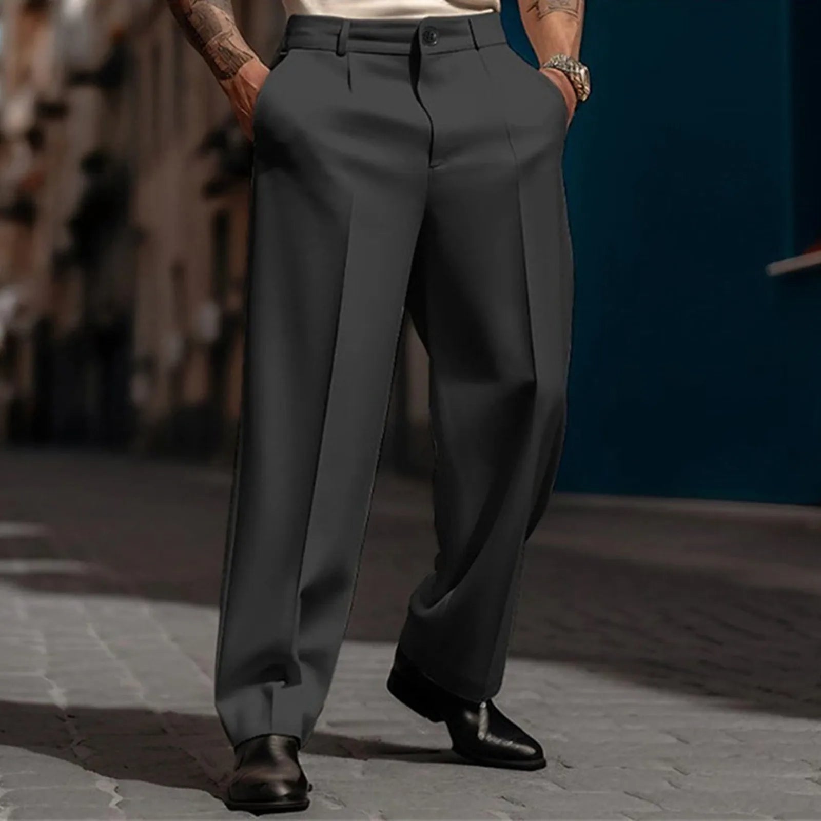 MARCHÉL® Men’s Pleated Trousers – Pearl Detail Edition