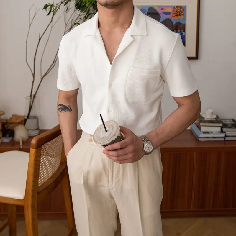 ANTONIO® Summer Men’s Waffle Texture Shirt