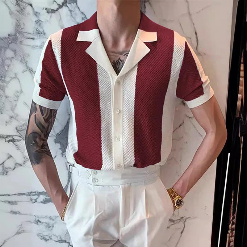 WINDSOR® Luxury Men’s Striped Jacquard Shirt