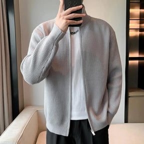 SANWOOD® Stand Collar Knit Zip-Up Cardigan