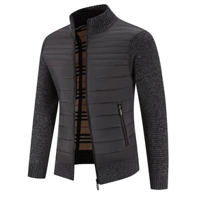 DALTON® Fleece-Lined Knit Jacket with Stand Collar