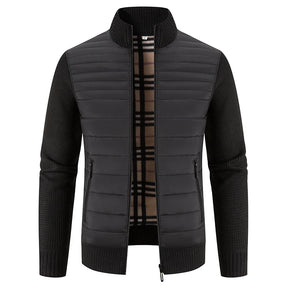 DALTON® Fleece-Lined Knit Jacket with Stand Collar