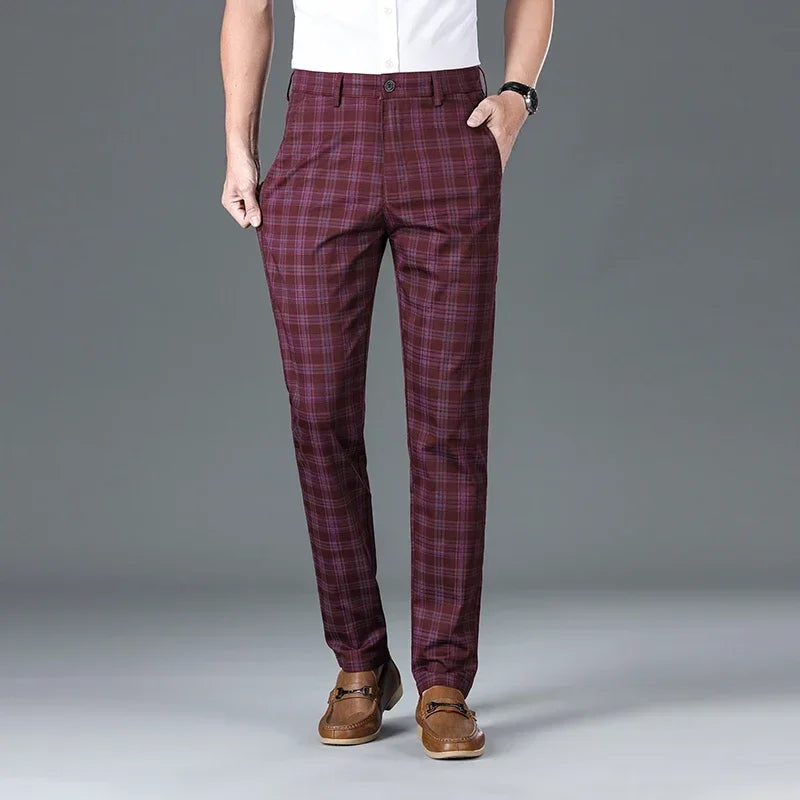 ALVAREN® 2025 Men's Plaid Slim Stretch Casual Pants