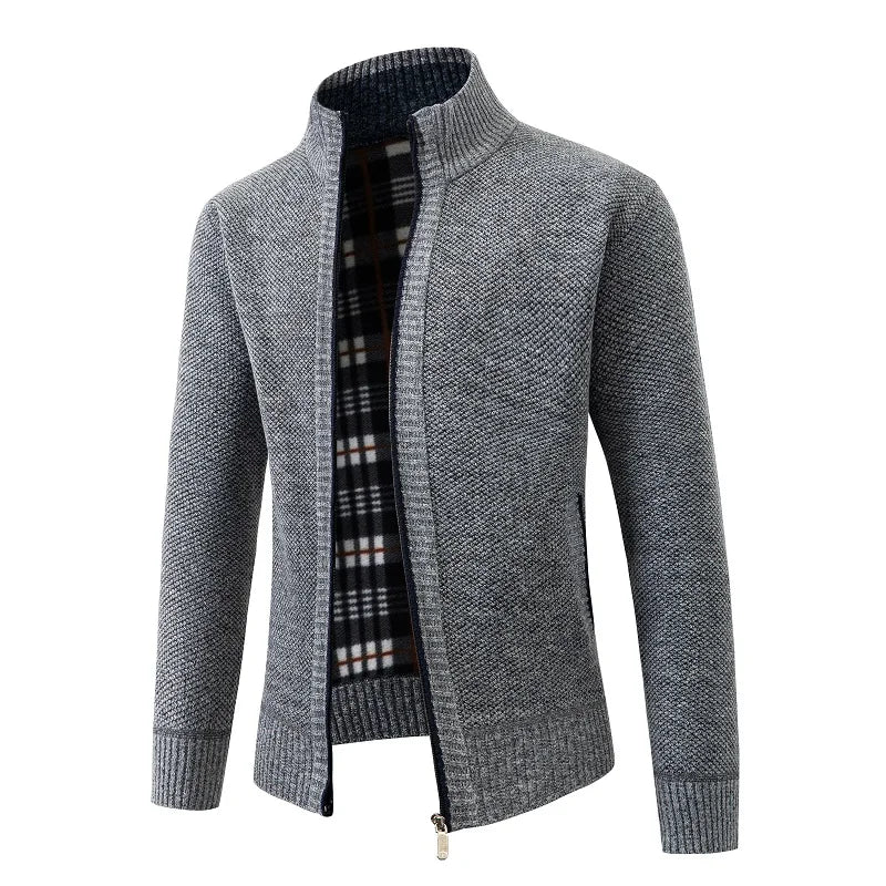 HAMPTON® Stand Collar Fleece-Lined Knit Cardigan